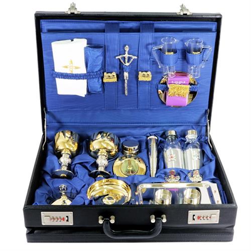 24-HOUR TRAVEL MASS KIT SUITCASE LUXURY BLUE SATIN INTERIOR