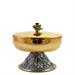 GOLD PLATED BOWL CIBORIUM WITH GRAPE BASE IN ANTIQUE SILVER