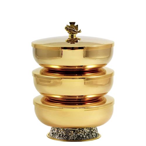 PISSIDE A 3 PIANI CON DECORO UVA ARGENTO ANTICO