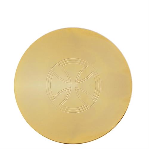 PATENA IN OTTONE DORATO CROCE DI CONSACRAZIONE Ø 12 CM.