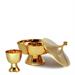 GOLD PLATED 2 SPECIES CIBORIUM WITH ANTIQUE SILVER GRAPE BASE