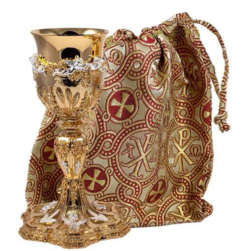 SACCHETTO PER CALICE IN     TESSUTO BROCCATO ALFA OMEGA