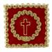 PALLA PER CALICE TESSUTO ROSSO CON CROCE DORATA