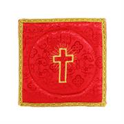 PALLA PER CALICE RASO ROSSO CON CROCE DORATA