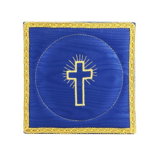 PALLA PER CALICE RASO BLU CON CROCE DORATA