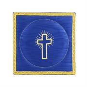 PALLA PER CALICE RASO BLU CON CROCE DORATA