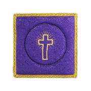 PALLA PER CALICE RASO VIOLA CON CROCE DORATA