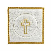 PALLA PER CALICE RASO BIANCO CON CROCE DORATA