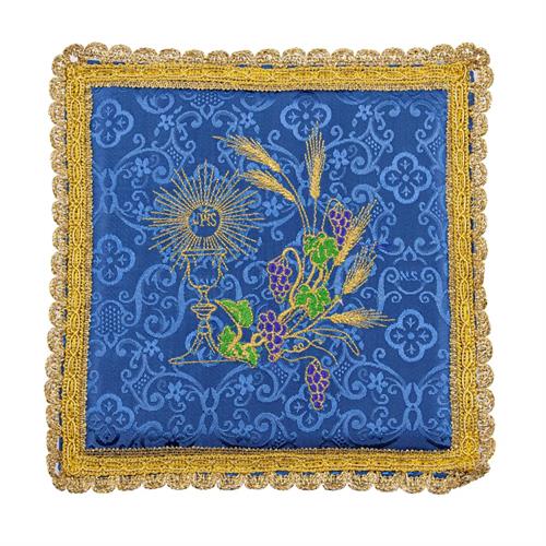 PALL CHALICE BLUE SATIN EARS OF WHEAT EMBROIDERED 15 x 15 CM.