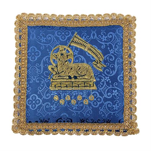 PALL CHALICE BLUE SATIN LINING LAMB OF 7 SEALS EMBROIDERED 15 x 15