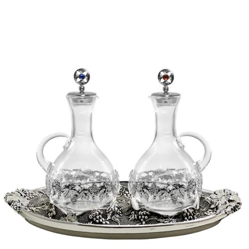 SERVIZIO PER ACQUA E VINO CON PIATTO UVA ARGENTATO 200 ML