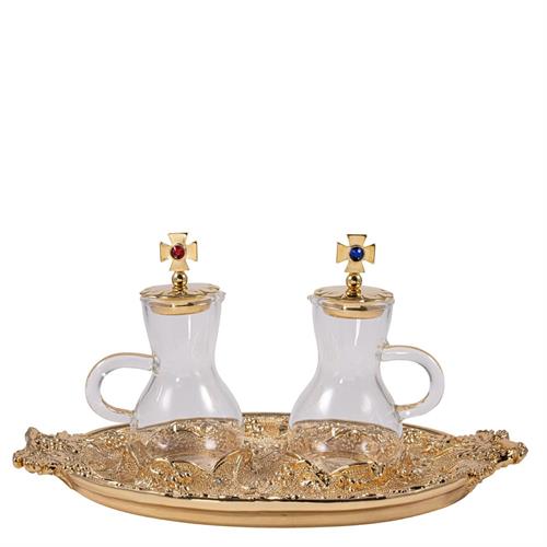 SERVIZIO PER ACQUA E VINO CON PIATTO UVA DORATO 75 ML