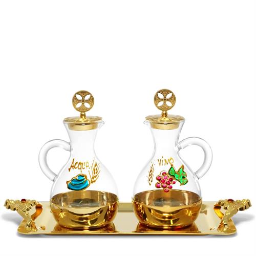 SERVIZIO ACQUA E VINO DORATO PIATTO MANICI 140 ML DIPINTE