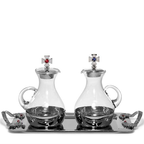 CRUE SET WITH SILVER TONE TRY WITH HANDLES 130 ML