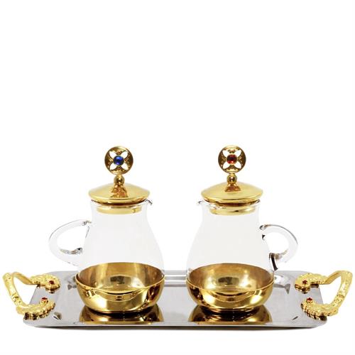 CRUE SET WITH SILVER TONE TRY WITH HANDLES 110 ML