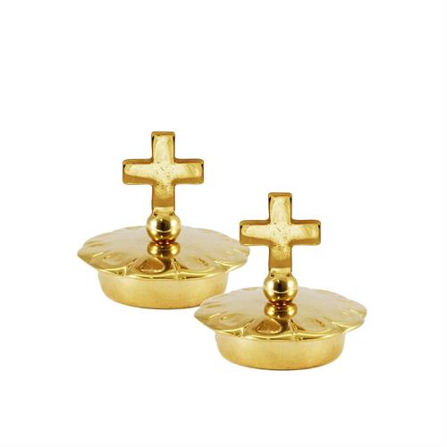 GOLD PLATED LID SET WITH CLASSIC CROSS Ø 2,7 CM.