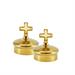 GOLD PLATED LID SET WITH CLASSIC CROSS Ø 3,15 CM.