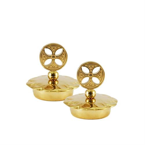 GOLD PLATED LID SET WITH ROUND CROSS Ø 2,7 CM.