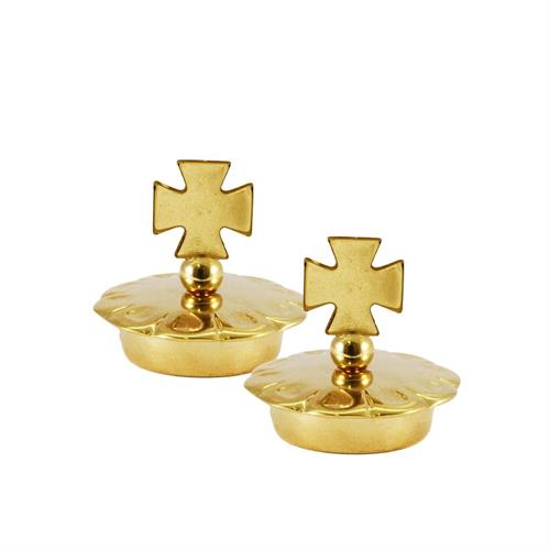 COPPIA TAPPI DORATI CROCE MALTA Ø 2,7 CM.