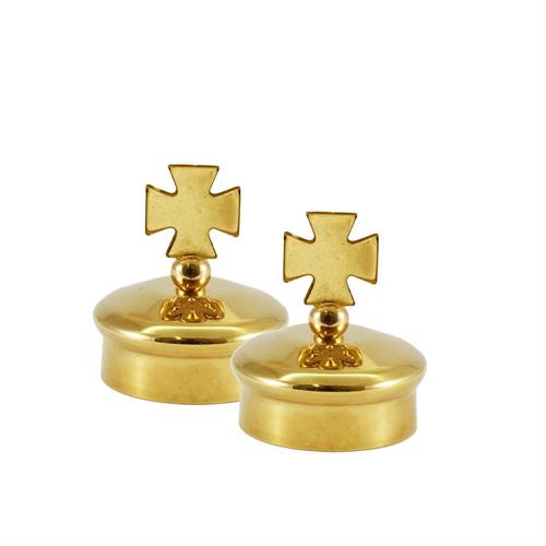 GOLD PLATED LID SET WITH MALTESE CROSS Ø 3,15 CM.