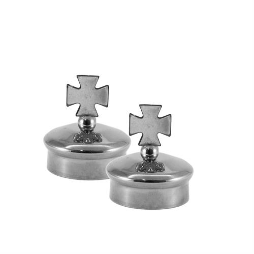 SILVER TONE LID SET WITH MALTESE CROSS Ø 3,15 CM.