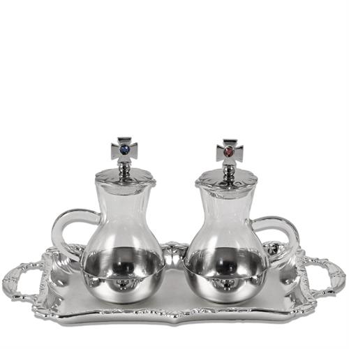 SERVIZIO ACQUA E VINO CON FOGLIE ARGENTATE 75 ML