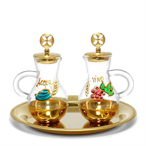 SERVIZIO ACQUA E VINO DORATO PIATTO ROTONDO 75 ML DIPINTE