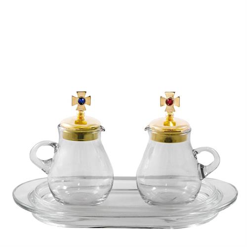 CRUE SET GLASS PLATE 110 ML GOLD PLATED LIDS