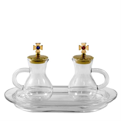 CRUE SET GLASS PLATE 75 ML GOLD PLATED LIDS