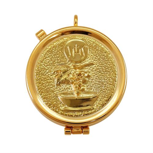GOLD PLATED PYX IHS AND GOLDEN GRAPES STYLE