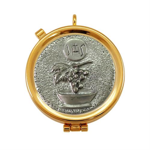 GOLD PLATED PYX IHS AND GRAPES STYLE