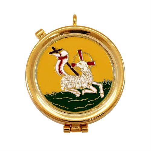 GOLD PLATED PYX LAMB OF PEACE YELLOW ENAMEL