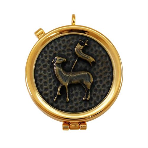 TECA EUCARISTICA AGNELLO DELLA PACE BRONZO MARTELLATO