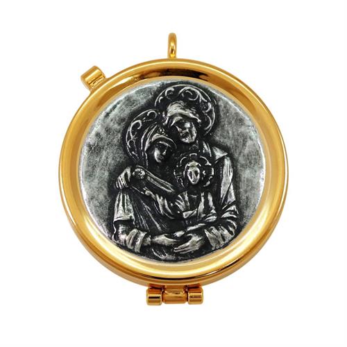 GOLD PLATED PYX HOLY FAMILY ANTIQUE SILVER STYLE