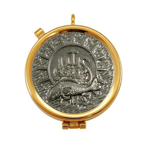 GOLD PLATED PYX  SILVER PLATED IHS AND FISH