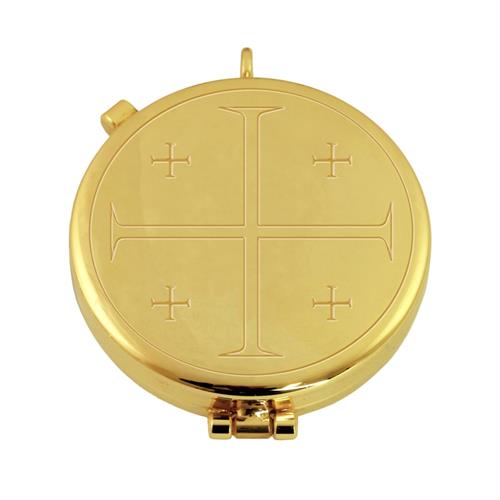 GOLD PLATED PYX  JERUSALEM CROSS STYLE