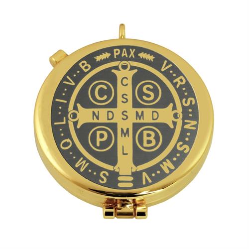 GOLD PLATED PYX  ST. BENEDICT'S CROSS STYLE