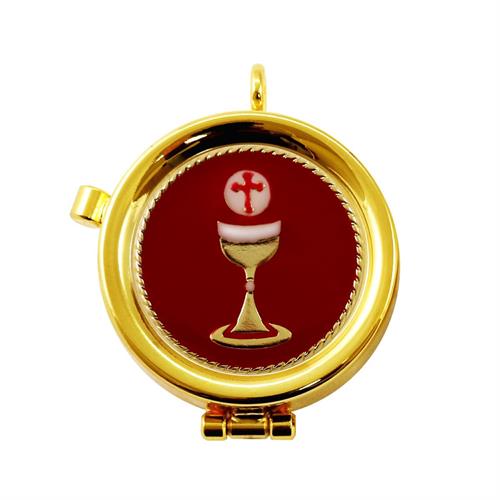 SMALL PYX 4 PARTICLES GOLD CHALICE RED BACKGROUND