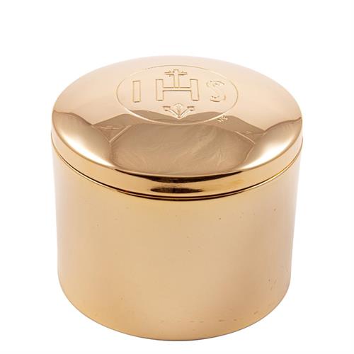 SCATOLA PORTAOSTIE IHS DORATA Ø9 x 6,5 cm.