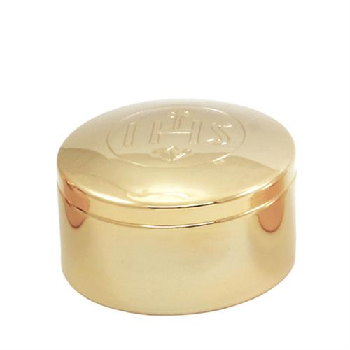 SCATOLA PORTA OSTIE IN OTTONE DORATO IHS Ø8 x 4 cm.