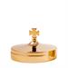 SCATOLA PORTA OSTIE IN OTTONE DORATO CON CROCE H.1,8 CM.