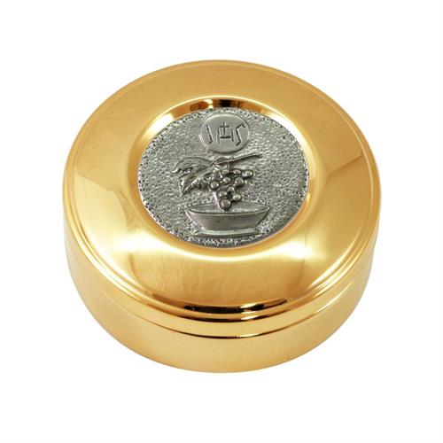 GOLD PLATED HOST BOX IHS AND GRAPES STYLE Ø8