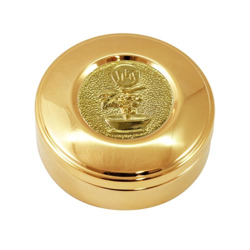 GOLD PLATED HOST BOX IHS AND GOLDEN GRAPES STYLE Ø9