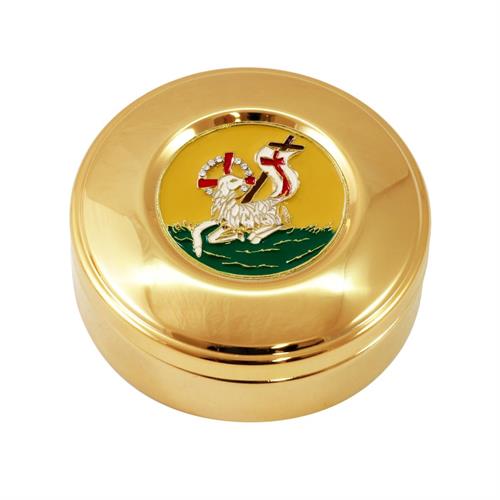 SCATOLA PORTA OSTIE AGNELLO CON BRILLANTI SMALTO BLU Ø9