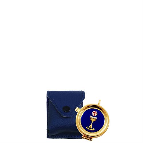 PORTATECA IN PELLE BLU CON TECHINA