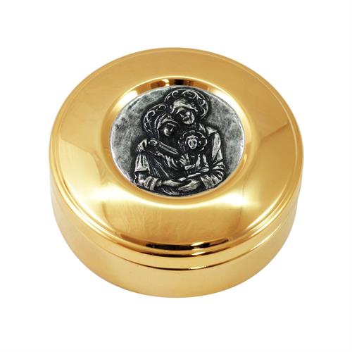 SCATOLA PORTA OSTIE SACRA FAMIGLIA ARGENTO ANTICO Ø9