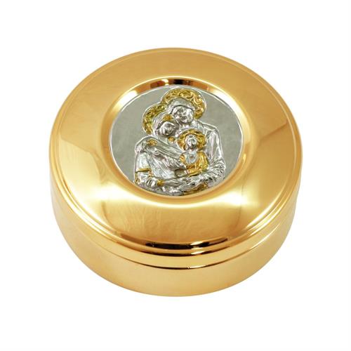 GOLD PLATED HOST BOX HOLY FAMILY SILVER AND GOLD STYLE Ø9