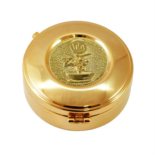 GOLD PLATED HOST BOX IHS AND GOLDEN GRAPES STYLE Ø9