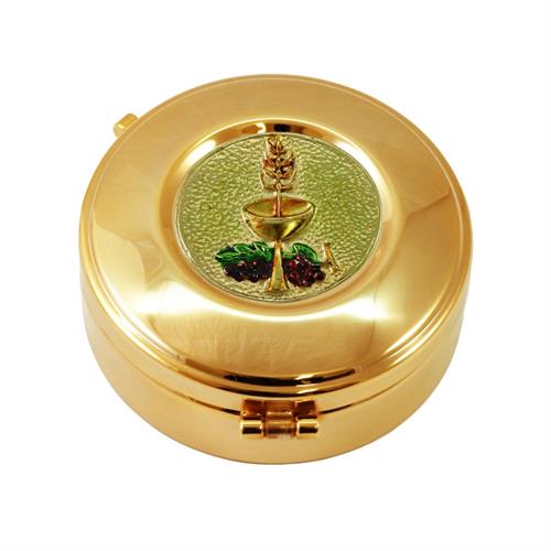 GOLD PLATED HOST BOX HAND PAINTED CHALICE Ø9