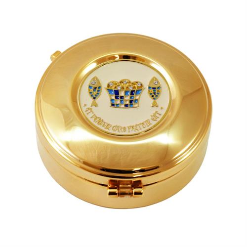 TECA PORTA OSTIE PANI E PESCI SMALTATI BIANCO Ø9